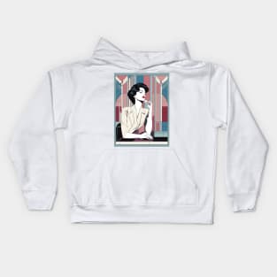 Rebelle Rouge Art Deco Patrick Nagel 80s Kids Hoodie